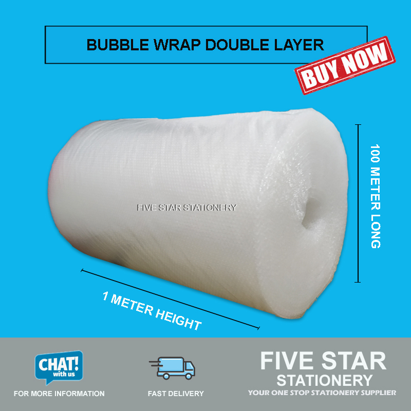 BUBBLE WRAP DOUBLE LAYER 1M X 100M